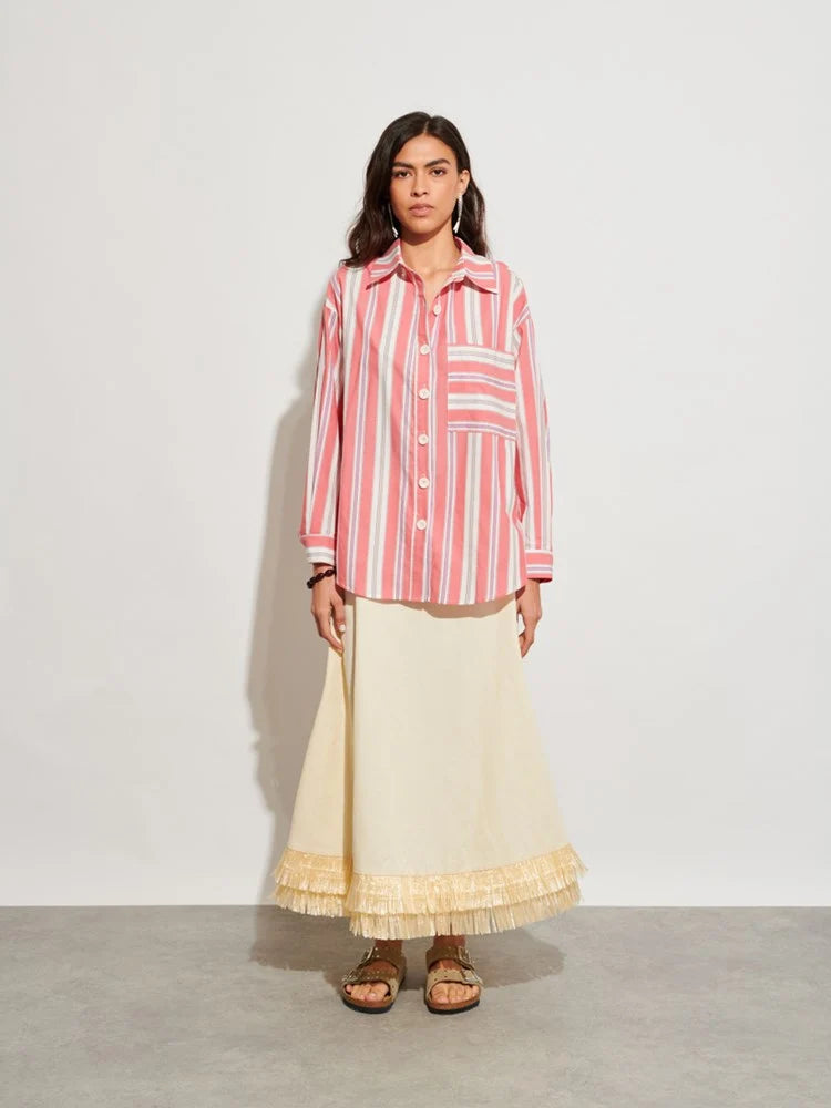 Scout Stripe Shirt - Burnt Red