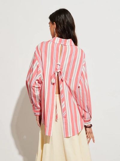 Scout Stripe Shirt - Burnt Red