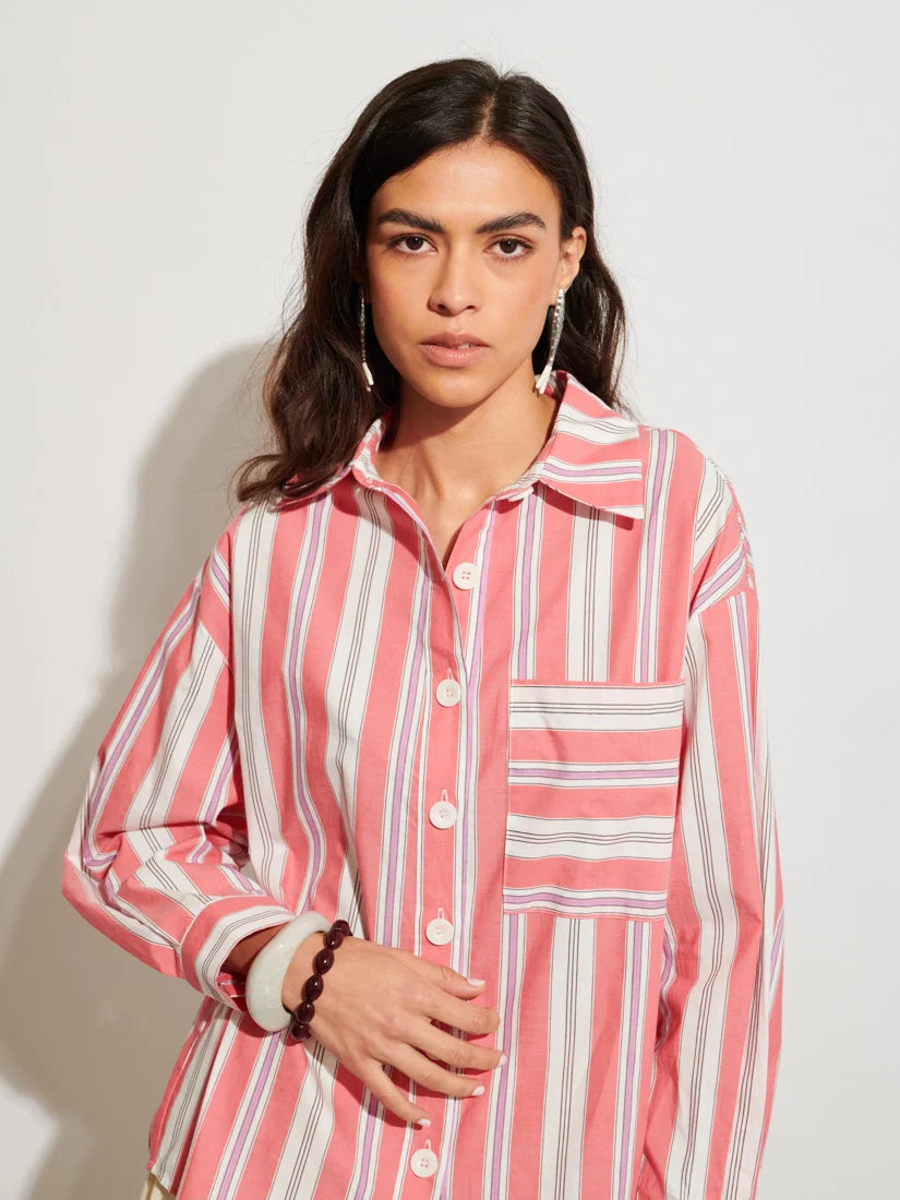 Scout Stripe Shirt - Burnt Red