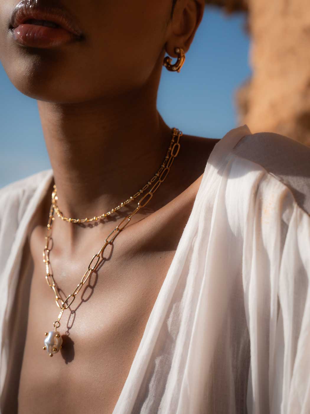Callie Textured Necklace - Gold Plating