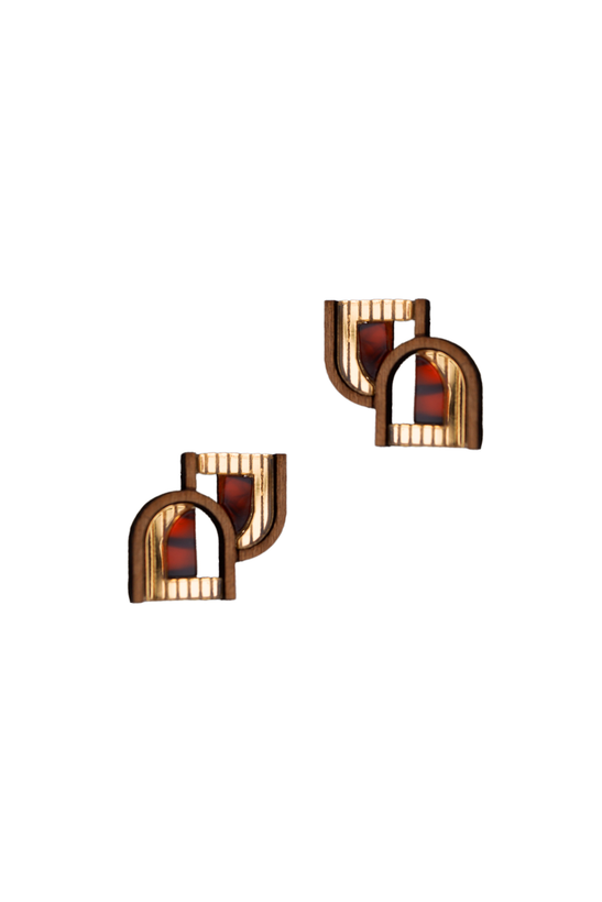 Arch Window Studs - Gold & Tortoiseshell