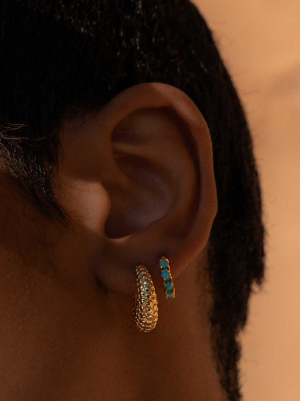 Iona Multi Turquoise Huggies - Gold Plating