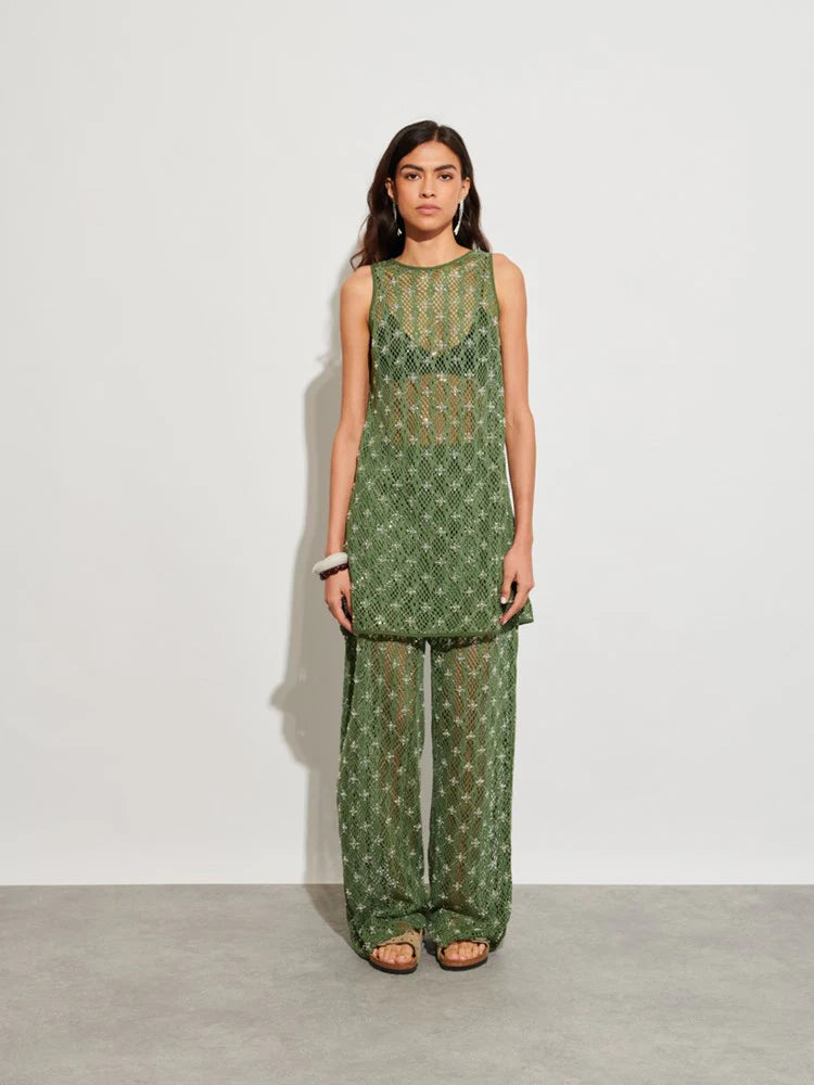 Zuma Embellished Mini Dress - Khaki Green
