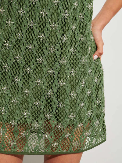 Zuma Embellished Mini Dress - Khaki Green