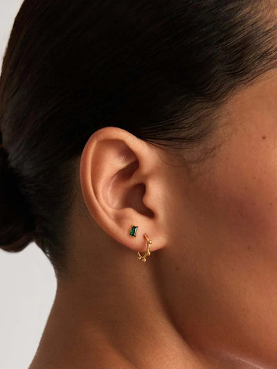 Emerald Block Studs - Gold Plating/Emerald
