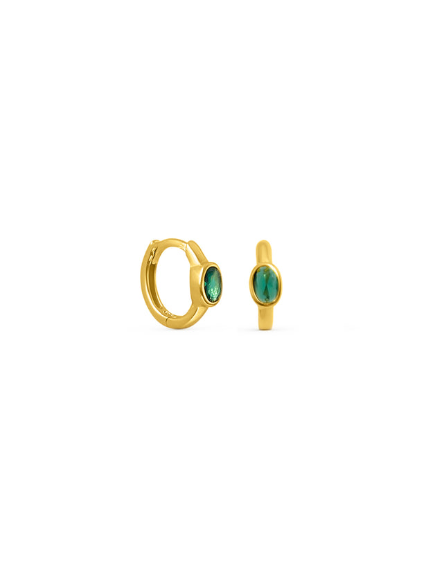 Emerald Boheme Huggies - Gold Plating/Emerald