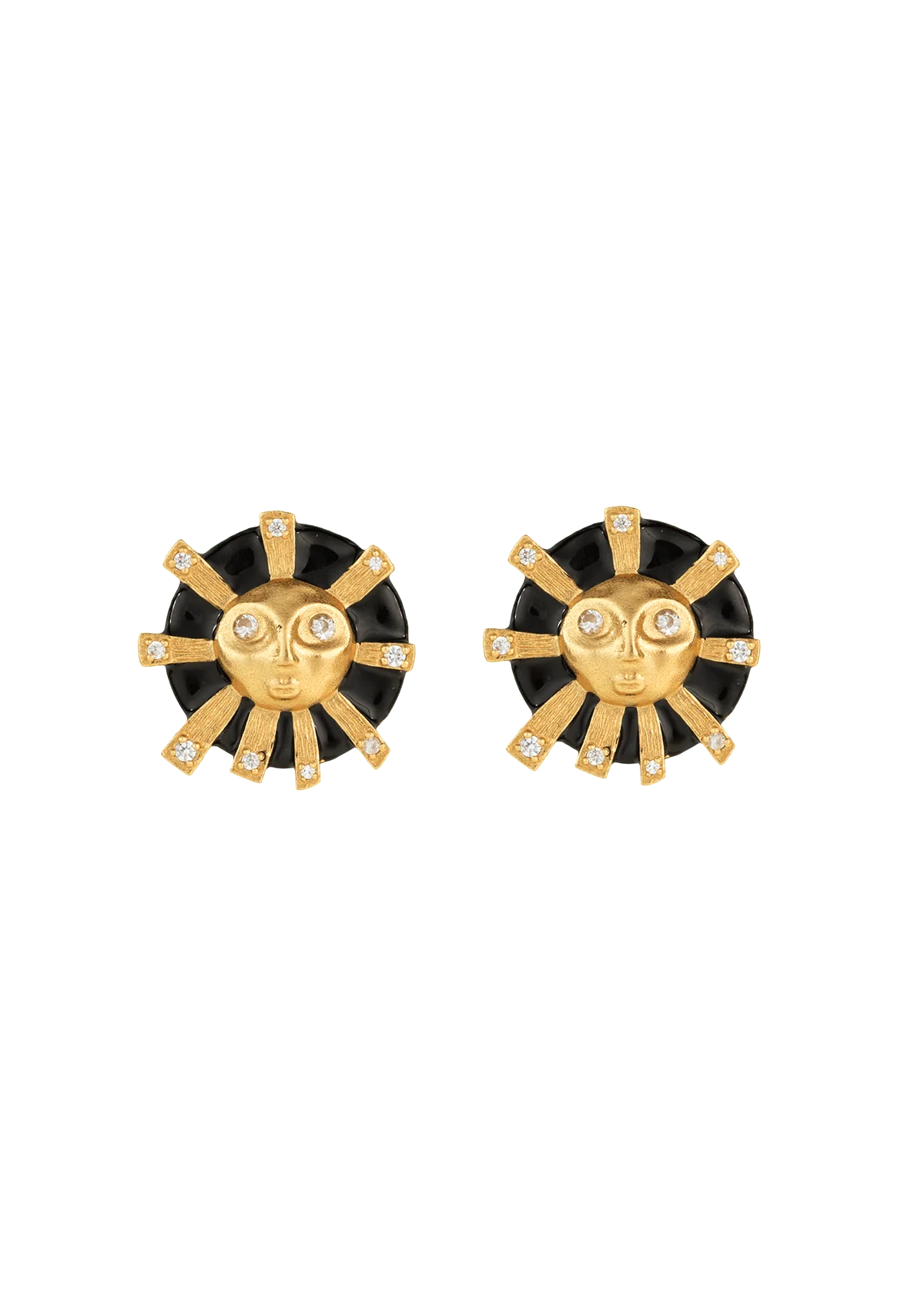 EOS Black Enamel Gilded Earrings - Gold