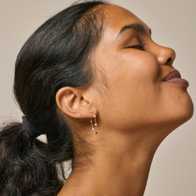 Lola Earrings - Gold/Salt 'n' Pepper