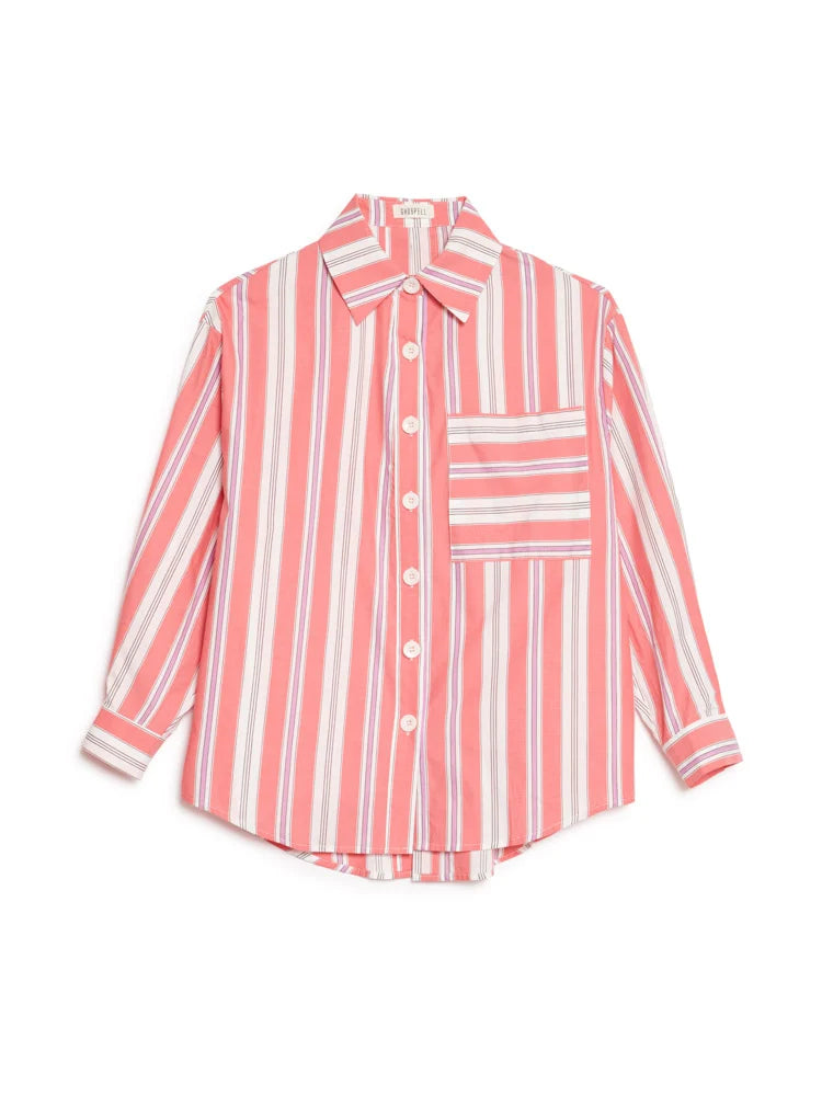 Scout Stripe Shirt - Burnt Red