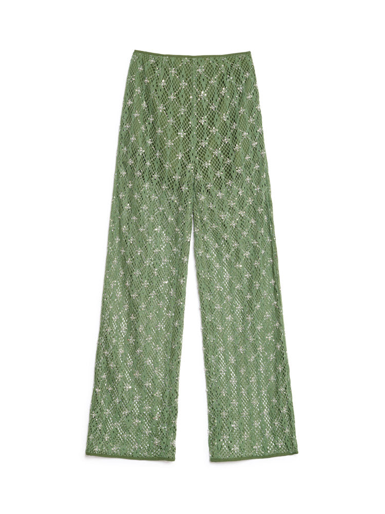 Zuma Embellished Trousers - Khaki Green