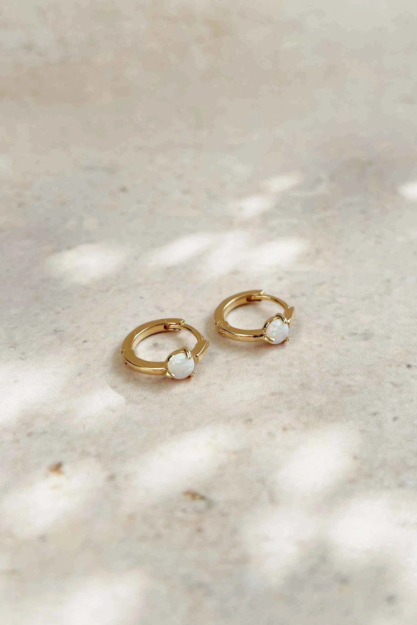 Aura Opal Huggies - Gold Plating