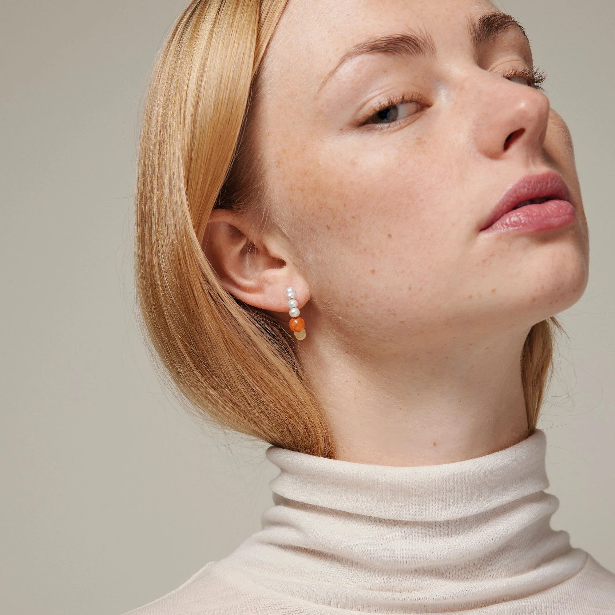 Kalea Hoops - Orange, Pearl and Light Yellow