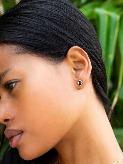 Indus Sapphire Studs - Gold Plating/Sapphire