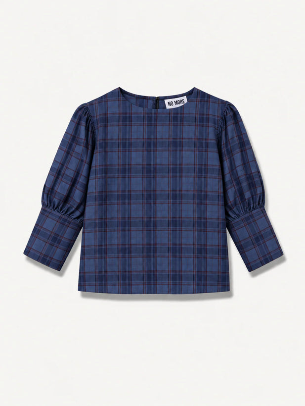 'NO MORE NOBODY' Iwona Blouse - Navy Check