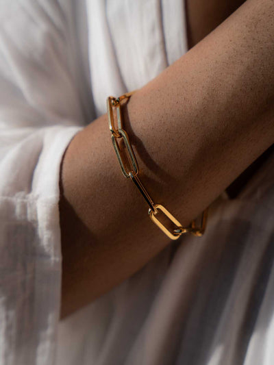 Lucy Large Oval Statement Bracelet - Gold Plating
