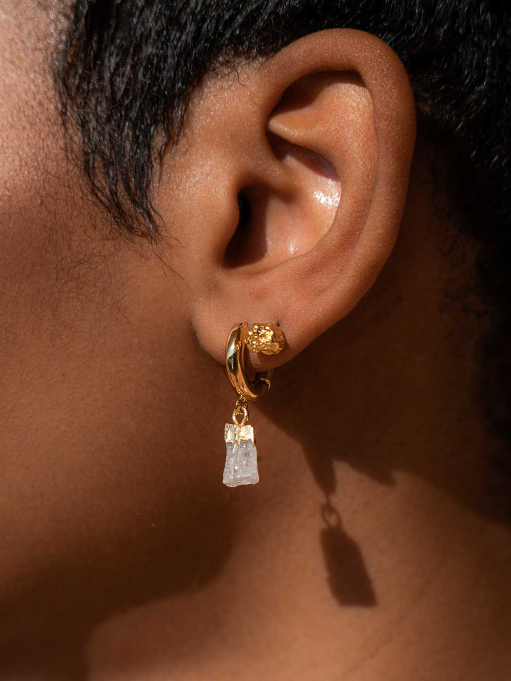 Luna Moonstone Hoops - Gold Plating