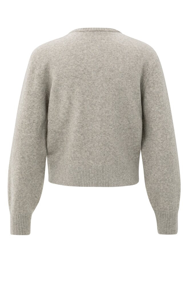 Cardigan With Detachable Collar - Brownish Grey