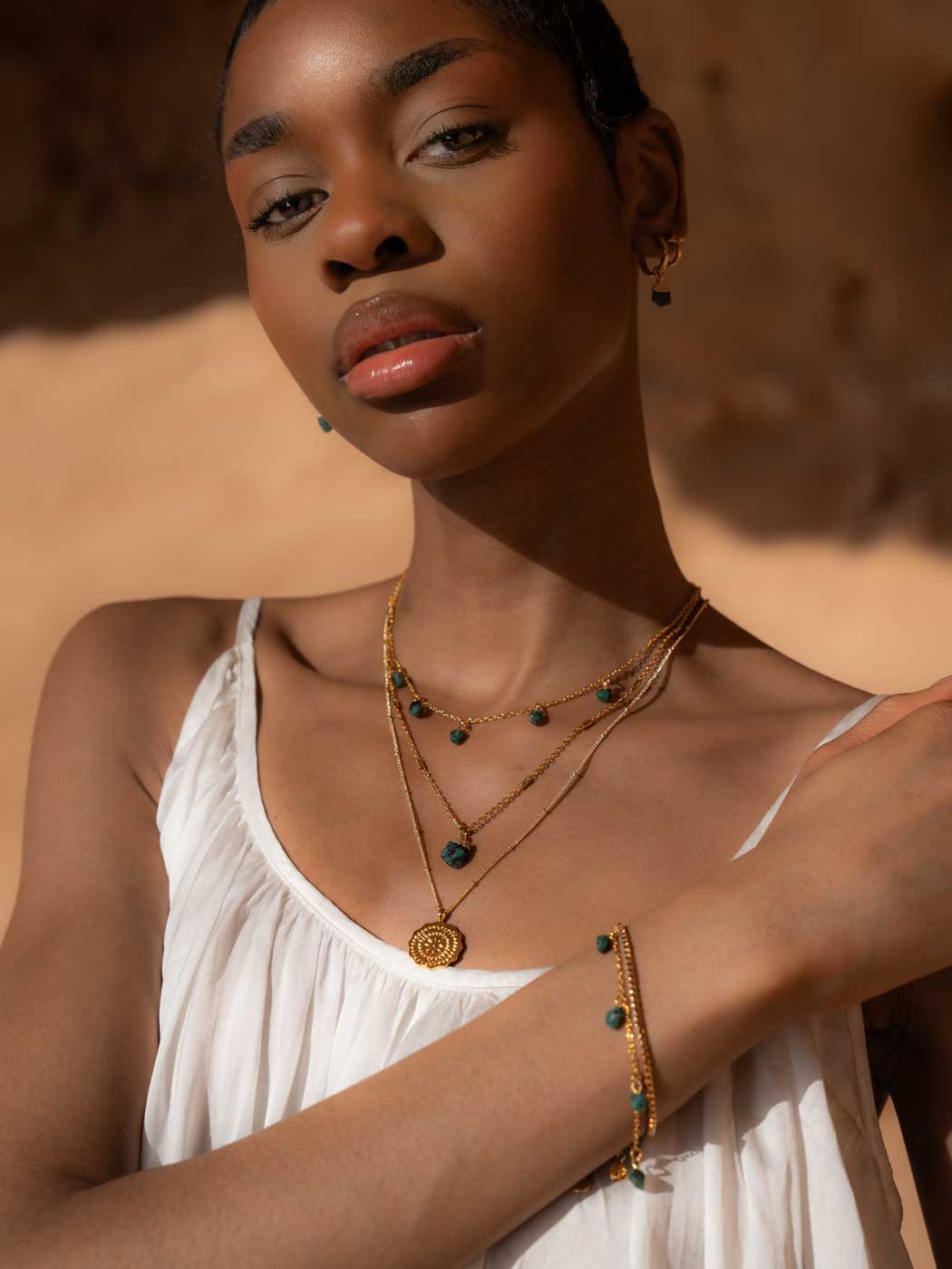 Mohica Raw Emerald Necklace - Gold Plating/Emerald