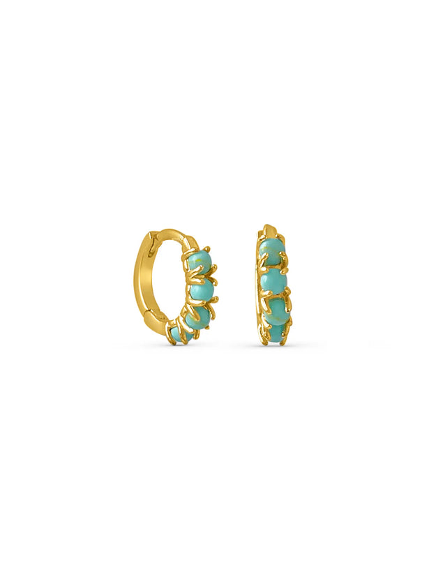 Capri Multi Turquoise Huggies - Gold Plating/Turquoise