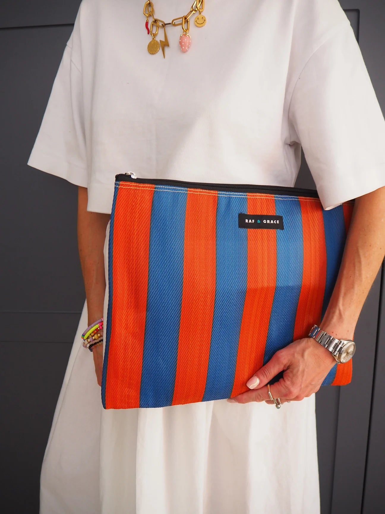 Large Pouch - Navy/Orange