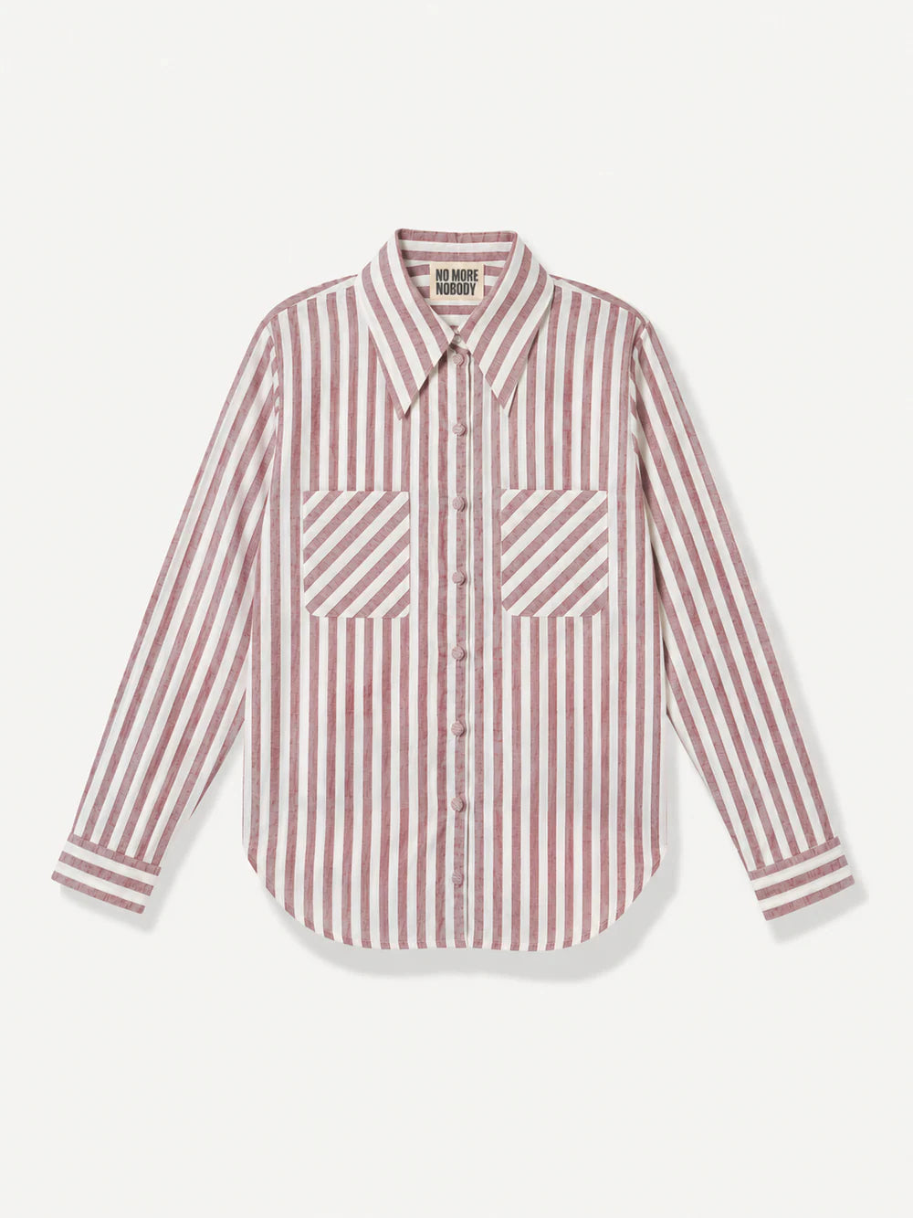 NO MORE NOBODY - Rene Sharp Collar Shirt Organic Cotton & Linen - Red Striped