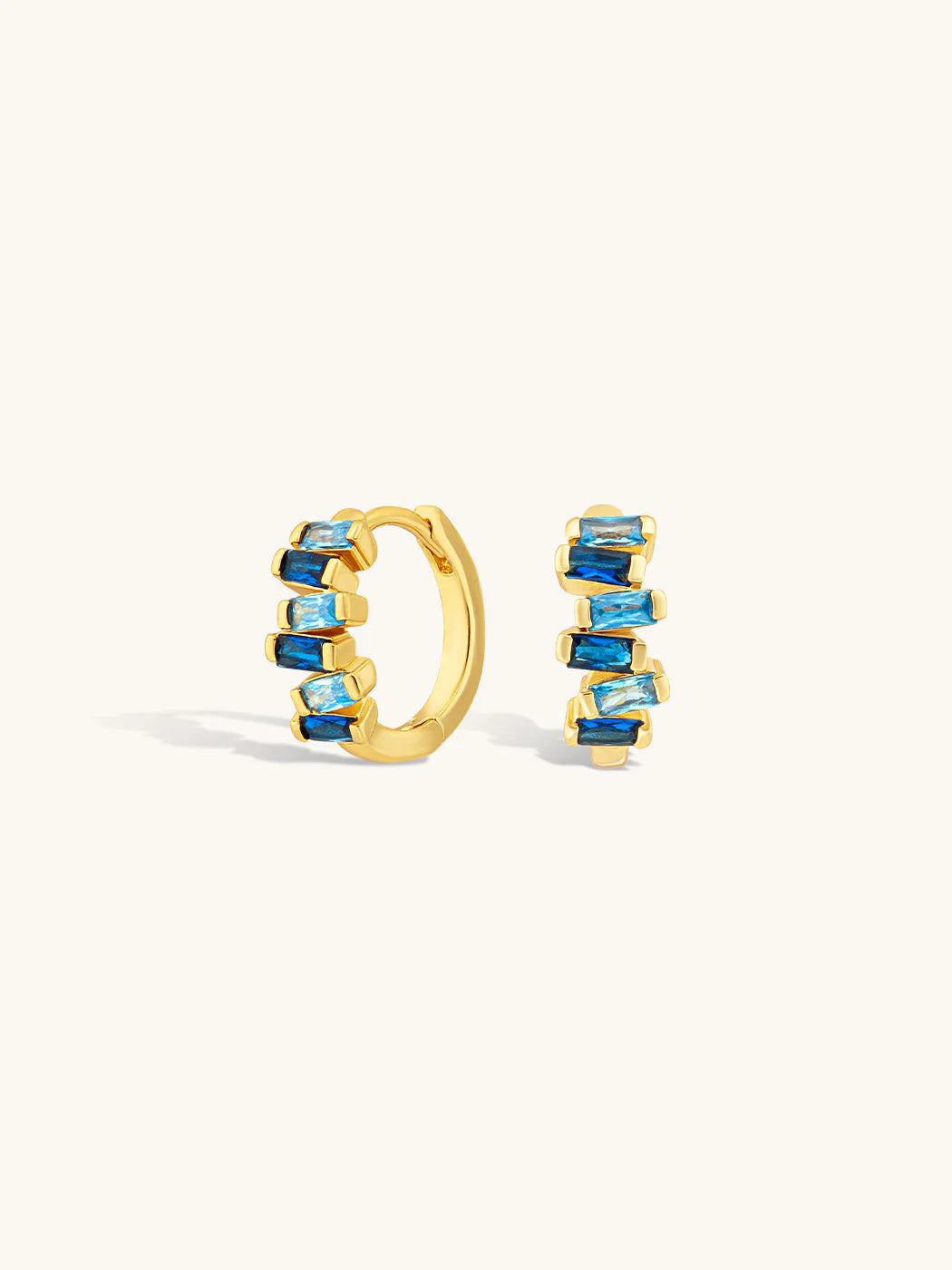 Sapphire Block Huggies - Gold Plating/Sapphire