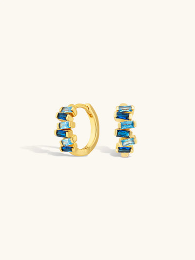 Sapphire Block Huggies - Gold Plating/Sapphire