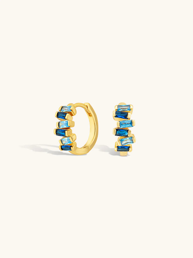 Sapphire Block Huggies - Gold Plating/Sapphire