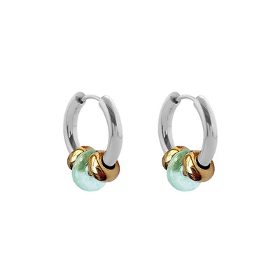 Buoy Earrings - Silver/Aquamarine