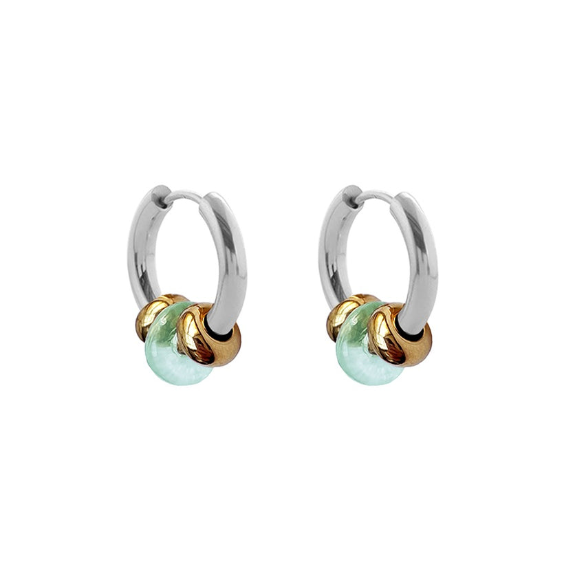 Buoy Earrings - Silver/Aquamarine