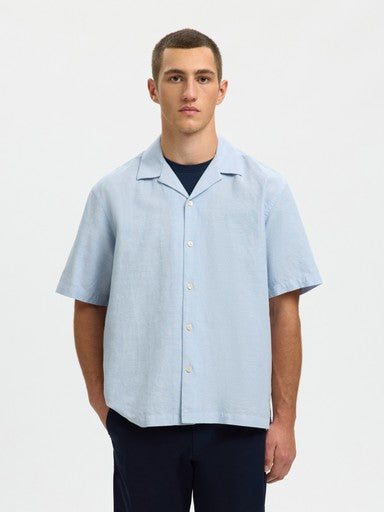 Relax Clay Linen Blend SS Shirt - Dusty Blue