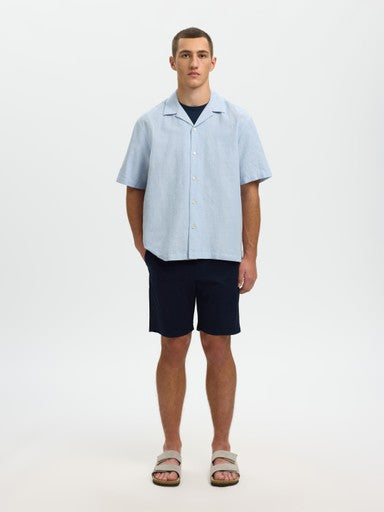 Relax Clay Linen Blend SS Shirt - Dusty Blue