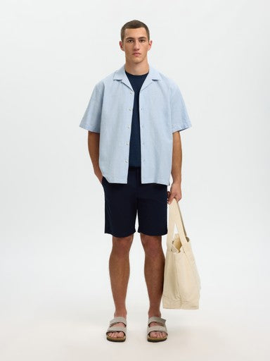 Relax Clay Linen Blend SS Shirt - Dusty Blue