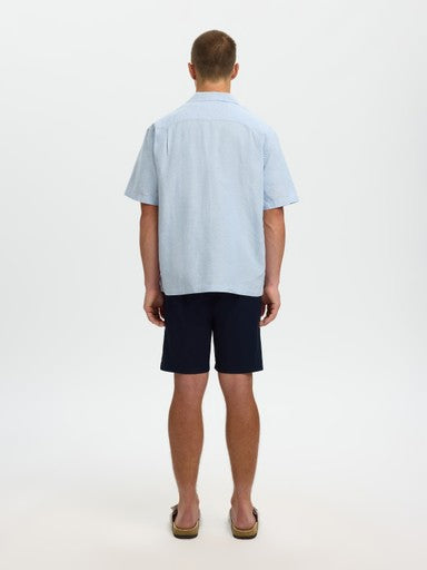Relax Clay Linen Blend SS Shirt - Dusty Blue