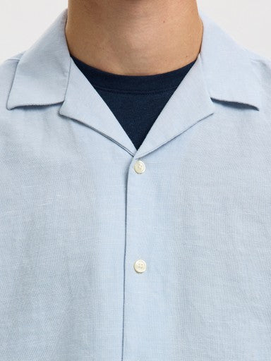 Relax Clay Linen Blend SS Shirt - Dusty Blue