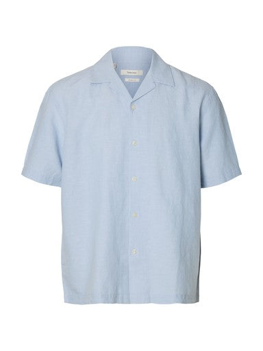 Relax Clay Linen Blend SS Shirt - Dusty Blue