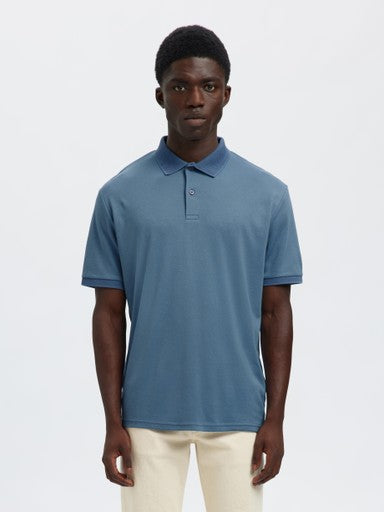 Fave Button SS Polo - Blue Mirage
