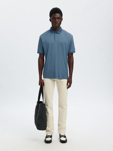 Fave Button SS Polo - Blue Mirage