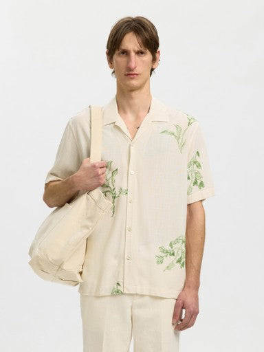 Reg Terry AOP SS Shirt - Egret/Aspen Green