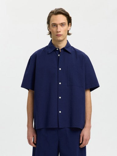 Relaxed Stuart Seersucker SS Shirt - Ocean Cavern