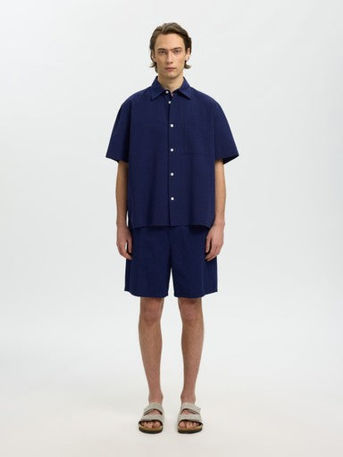 Relaxed Stuart Seersucker SS Shirt - Ocean Cavern