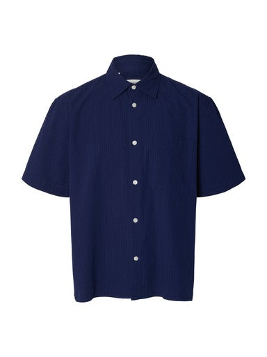 Relaxed Stuart Seersucker SS Shirt - Ocean Cavern