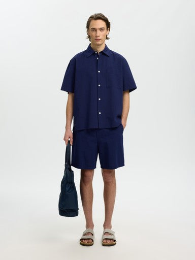 Relaxed Stuart Seersucker SS Shirt - Ocean Cavern