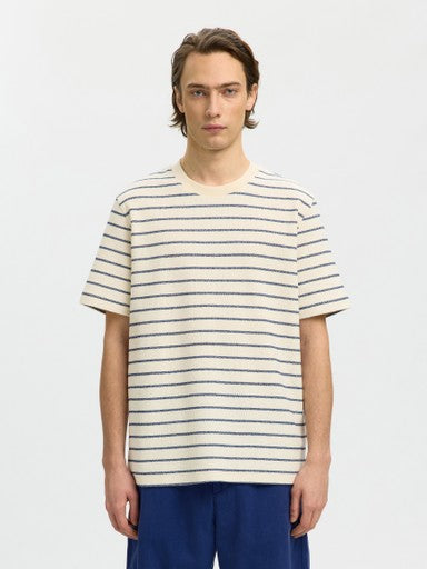 Django Stripe SS O-Neck Tee - Ocean Cavern/Birch