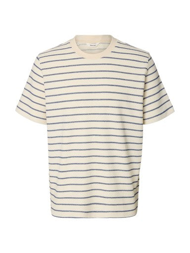 Django Stripe SS O-Neck Tee - Ocean Cavern/Birch