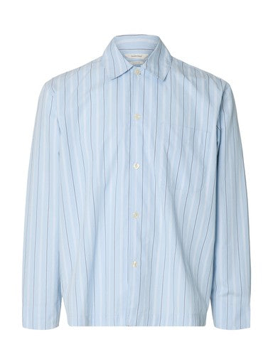Relaxed Murray Poplin Light Overshirt - Cashmere Blue Stripes