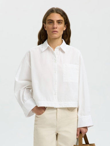 Astha Cropped Boxy Shirt - Bright White