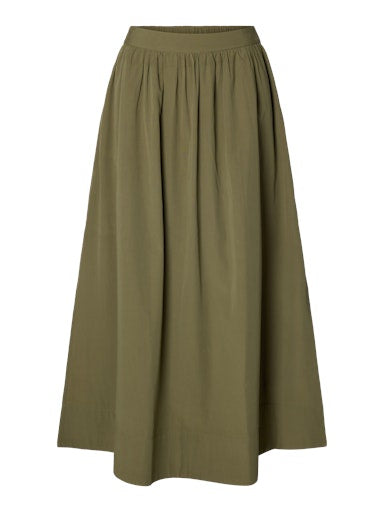 Blair HW Ankle Slit Skirt - Deep Lichen Green