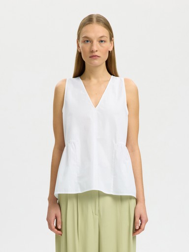Blair V-Neck Peplum Top - Bright White