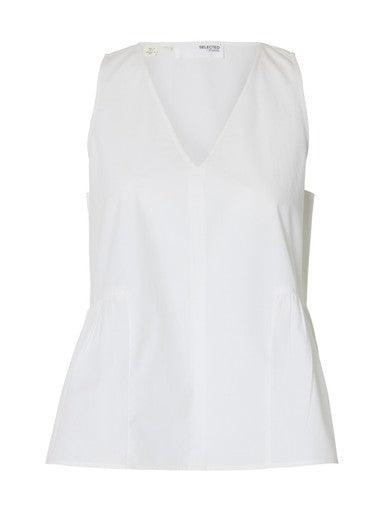 Blair V-Neck Peplum Top - Bright White